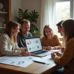 Русская семья планирует семейный бюджет и финансовые цели с помощью метода SMART