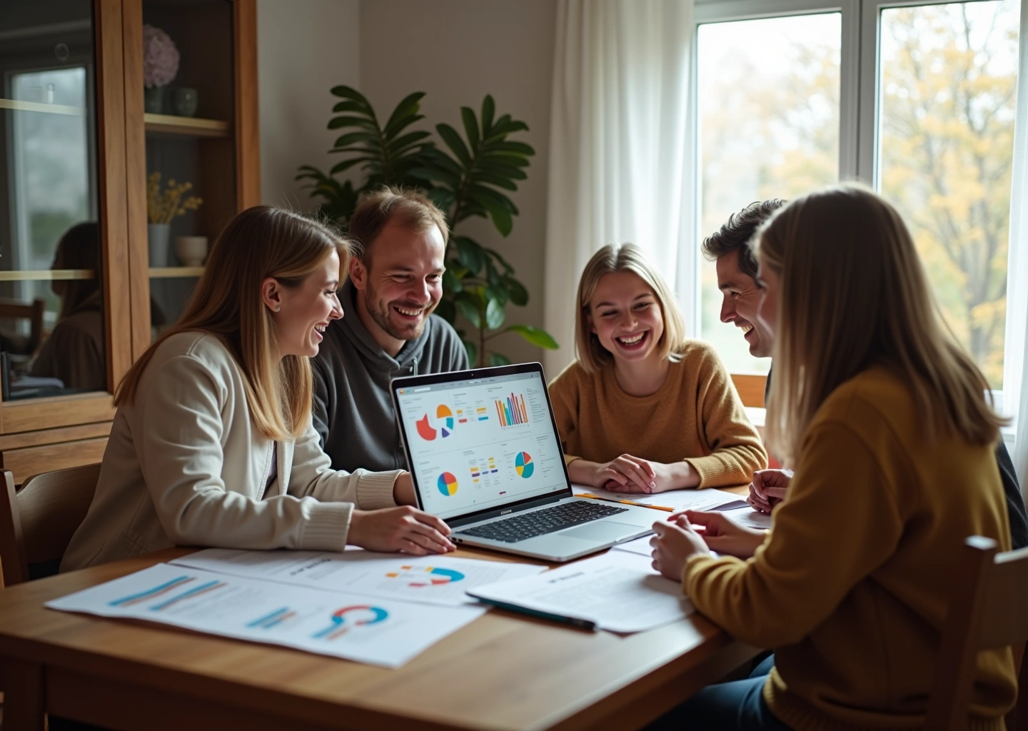 Русская семья планирует семейный бюджет и финансовые цели с помощью метода SMART